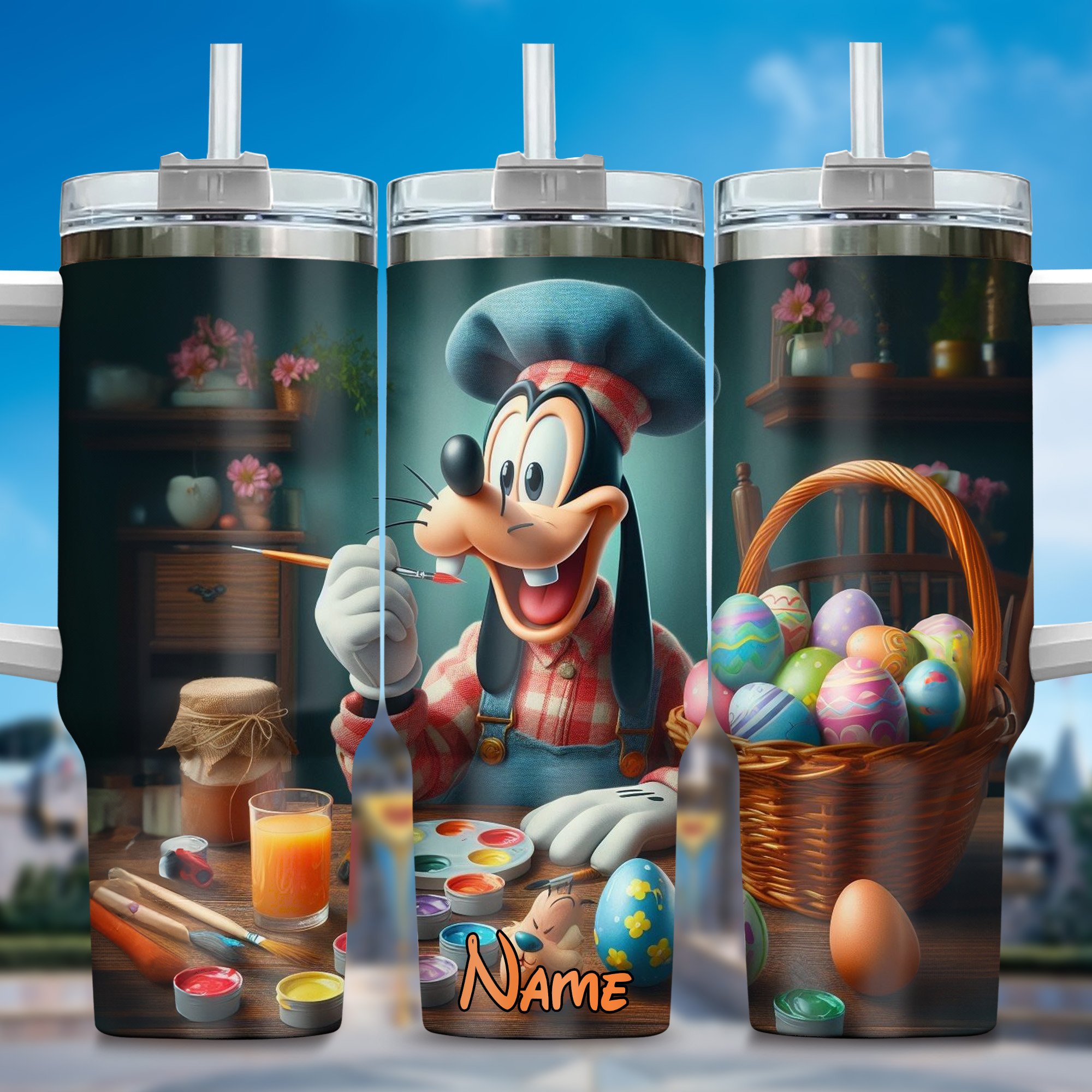 Personalized Easter Art Tumbler with Straw - Custom Gift for Kids & Adults