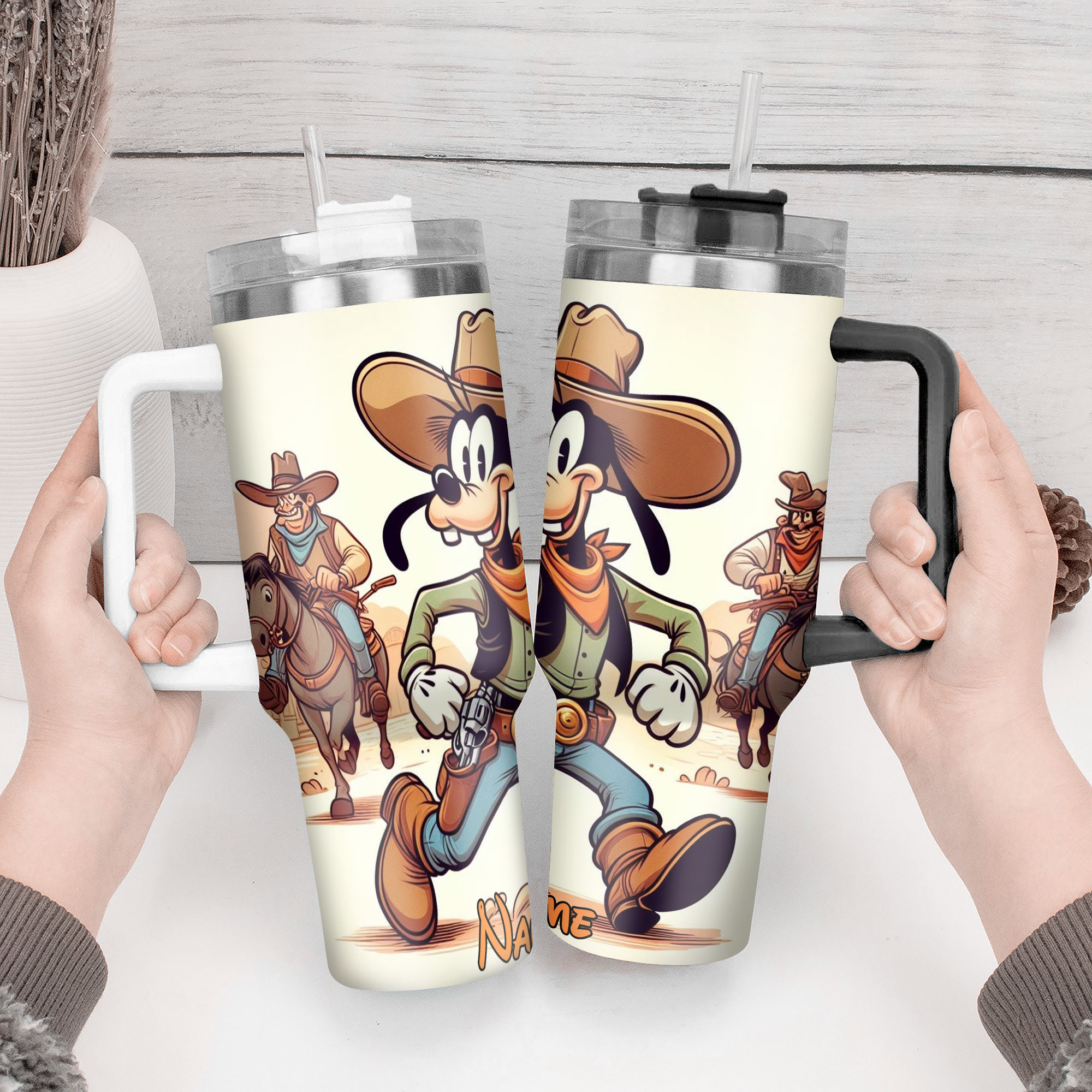 Custom Cowboy-Themed Tumbler with Straw - Perfect Gift for Cartoon Fans - Image 3