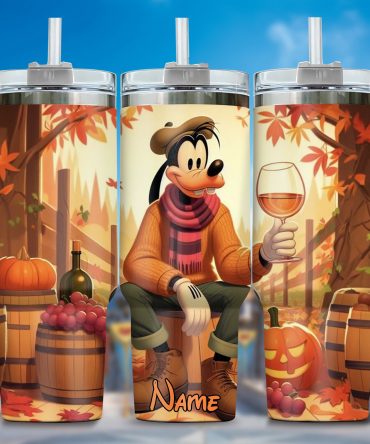 Custom Autumn Cartoon Tumbler with Straw – Personalized Fall Design