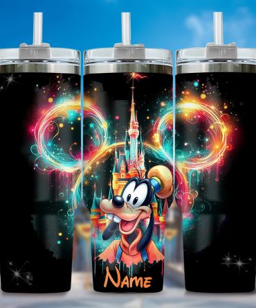 Personalized Magical Cartoon Castle Tumbler with Straw - Custom Name Gift