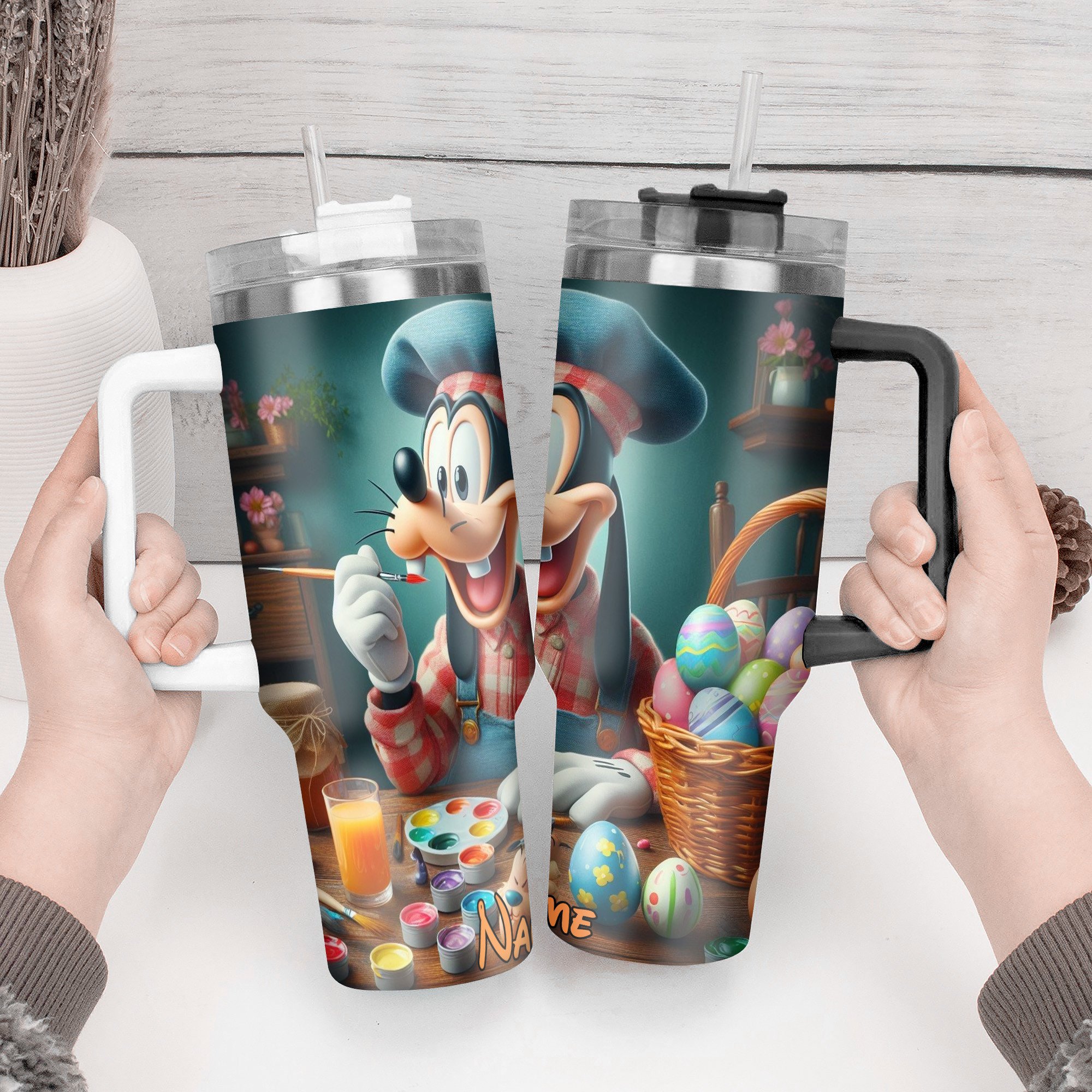 Personalized Easter Art Tumbler with Straw - Custom Gift for Kids & Adults - Image 2