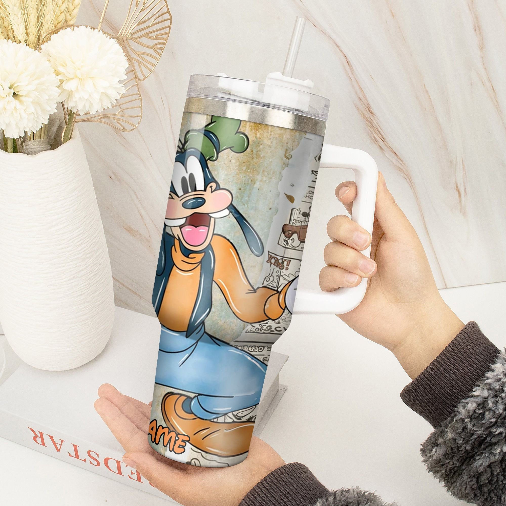 Personalized Goofy Cartoon Tumbler - Custom Name, Fun Comic Design - Image 3