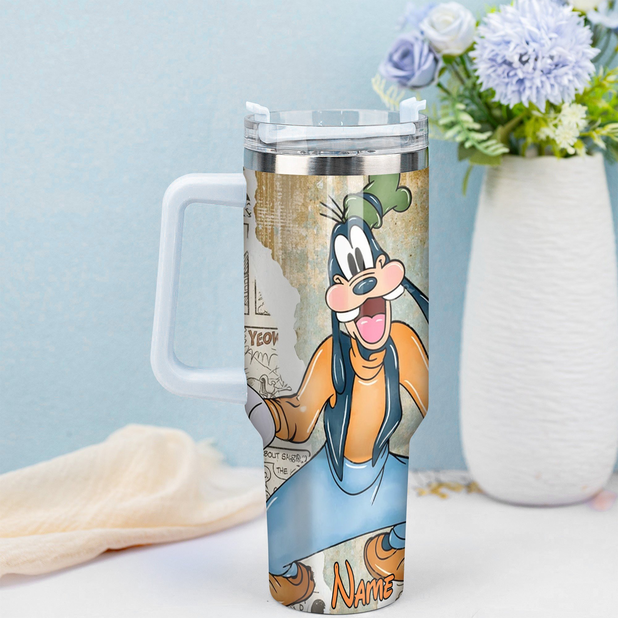 Personalized Goofy Cartoon Tumbler - Custom Name, Fun Comic Design - Image 2