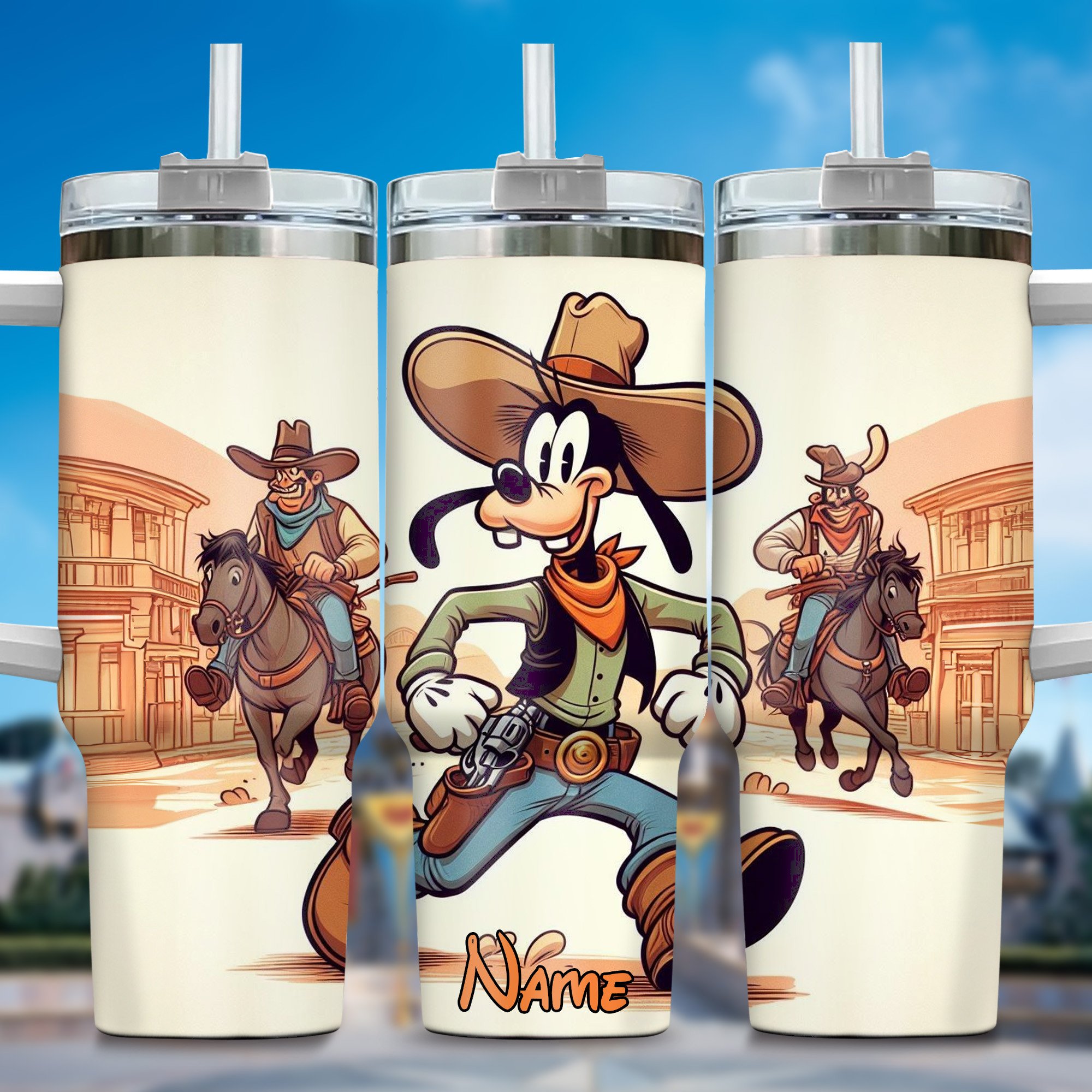 Custom Cowboy-Themed Tumbler with Straw - Perfect Gift for Cartoon Fans