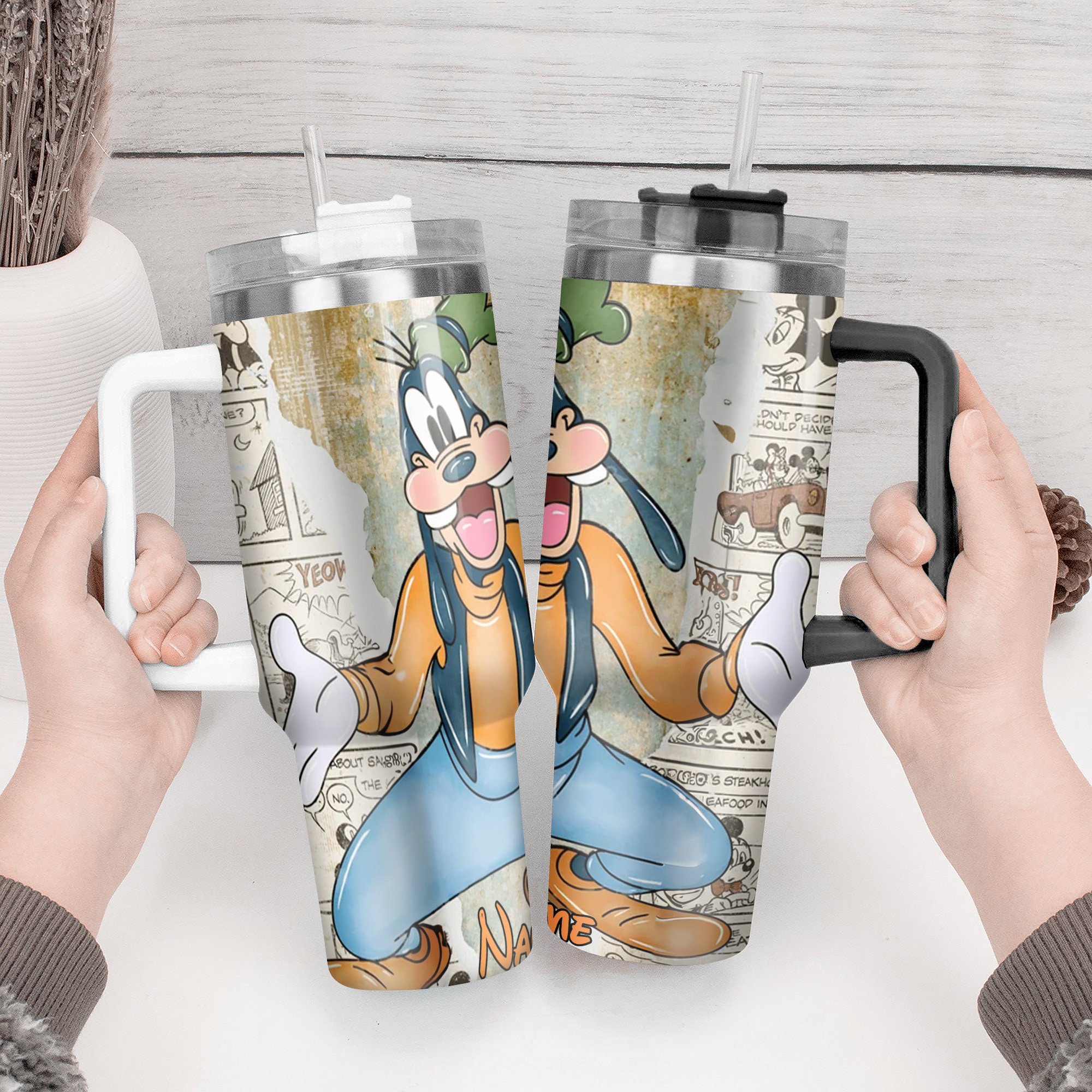 Personalized Goofy Cartoon Tumbler - Custom Name, Fun Comic Design - Image 4