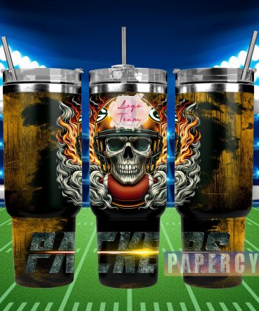 Skull Flames Football Tumbler - Perfect for Tailgating & Game Day