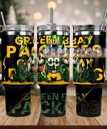 Green Bay Packers Fan Tumbler - Insulated Mug with Handle & Straw
