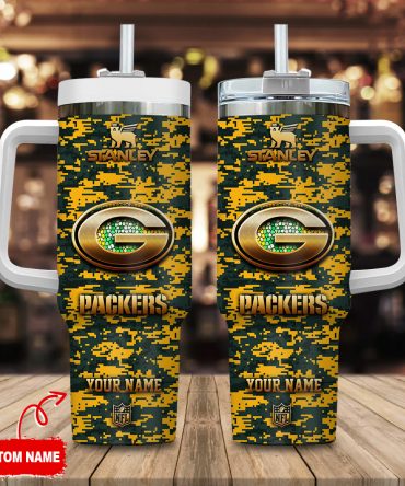 Custom Green Bay Packers Camouflage Tumbler with Handle - Personalized Gift