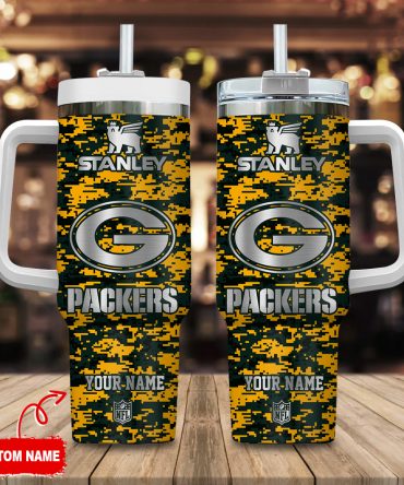 Custom Green Bay Packers Stanley Tumbler with Handle - Personalized Name