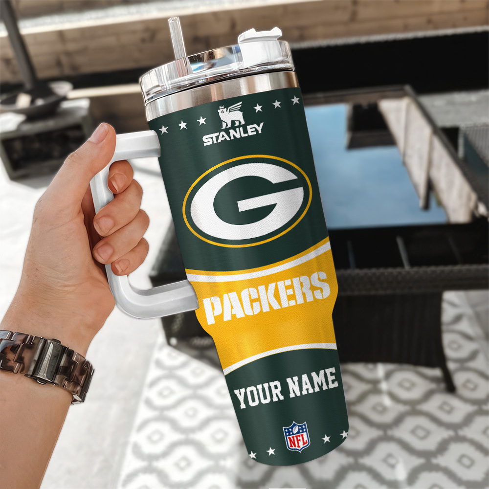 Customizable Green Bay Packers Tumbler with Handle - Personalized NFL Drinkware - Image 3