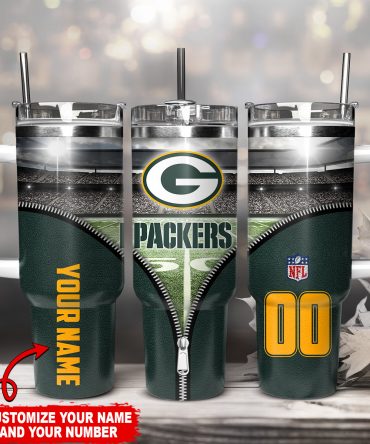 Customizable Packers Tumbler - Personalized Name & Number, Perfect Gift for Fans
