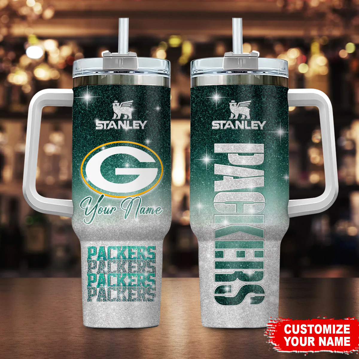 Customizable Stanley Packers Tumbler with Handle & Straw - Personalized Gift