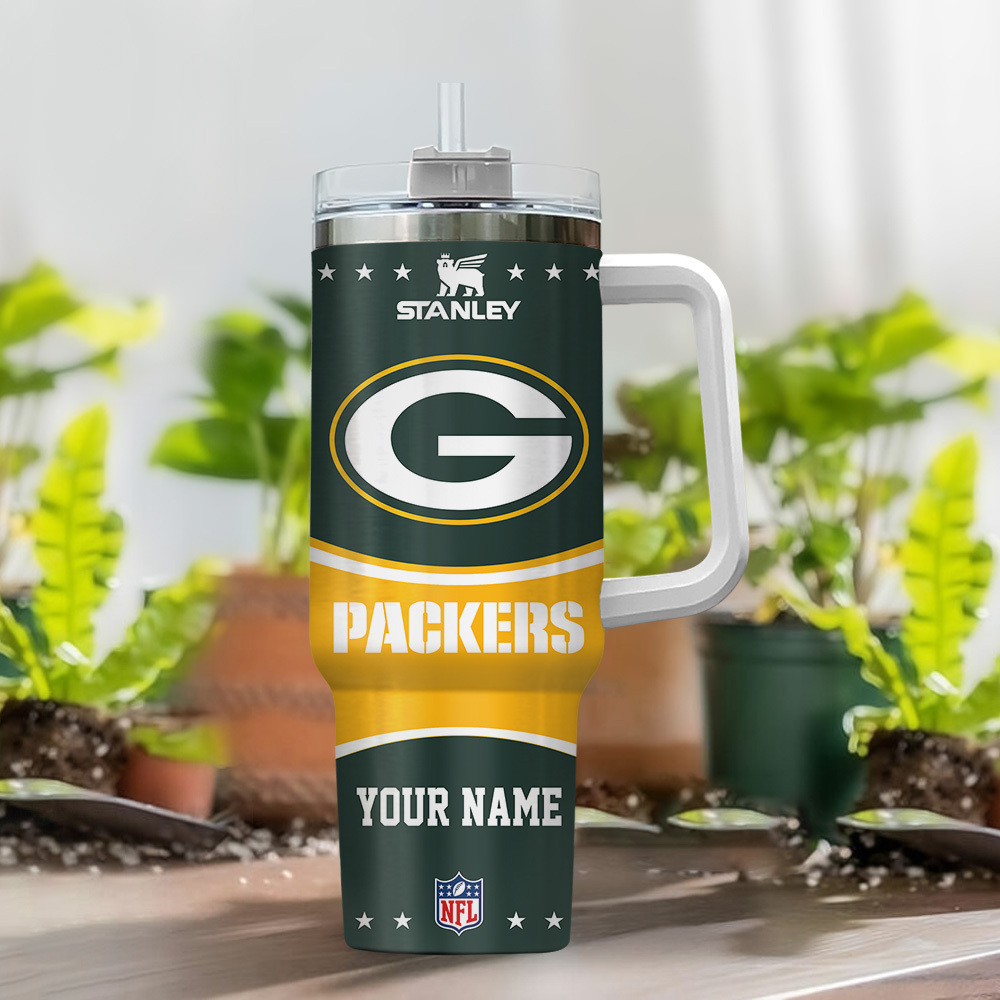 Customizable Green Bay Packers Tumbler with Handle - Personalized NFL Drinkware - Image 2