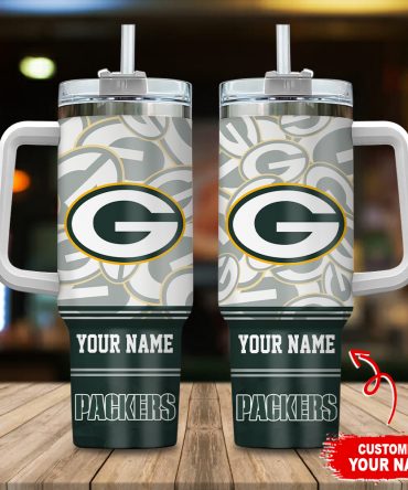 Custom Green Bay Packers Tumbler with Handle - Personalized Name Gift