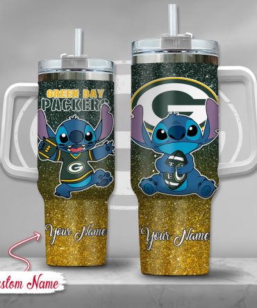 Custom Name Green Bay Football Fan Tumbler with Cute Character Design