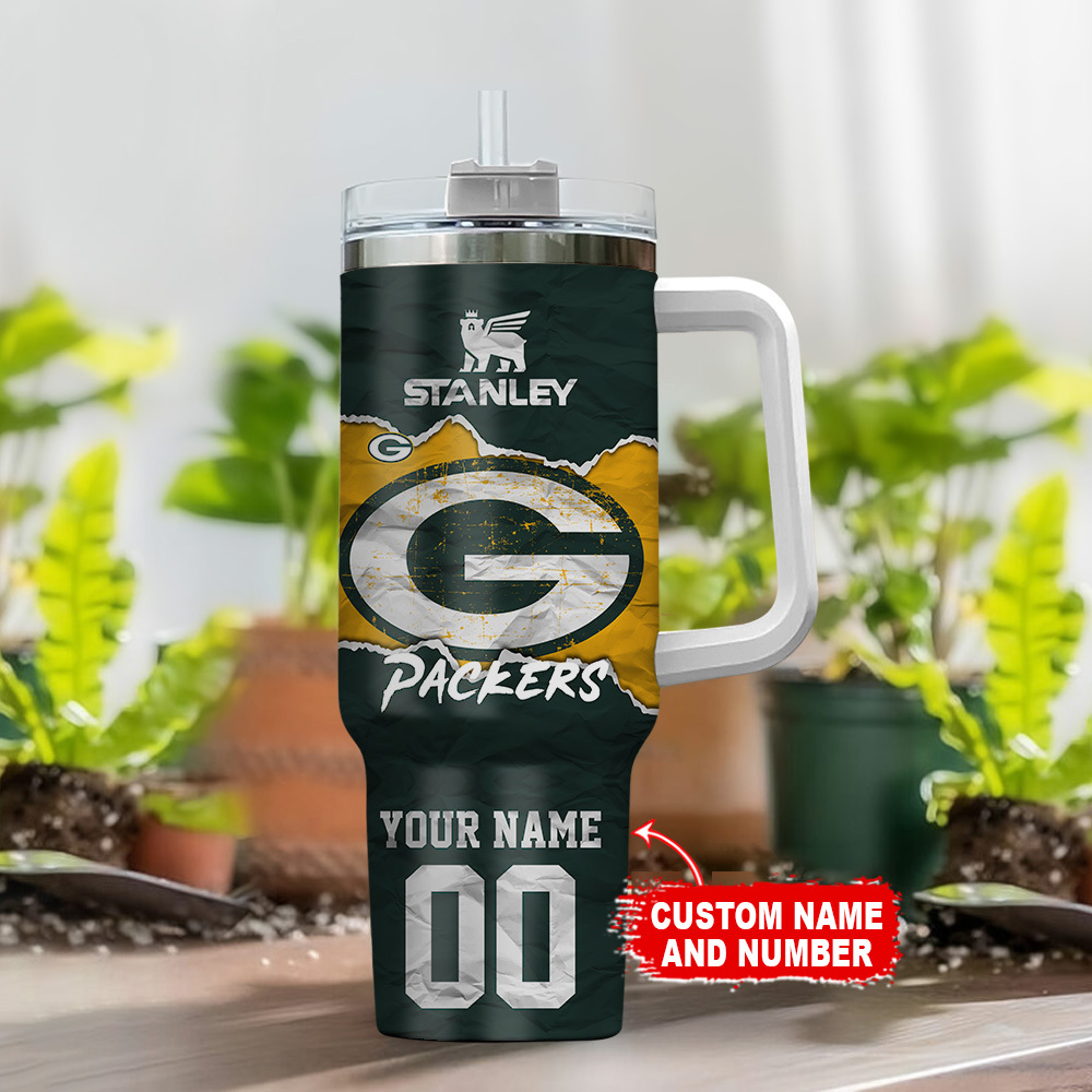Customizable Stanley Green Bay Packers Tumbler - Personalized Name & Number - Image 2