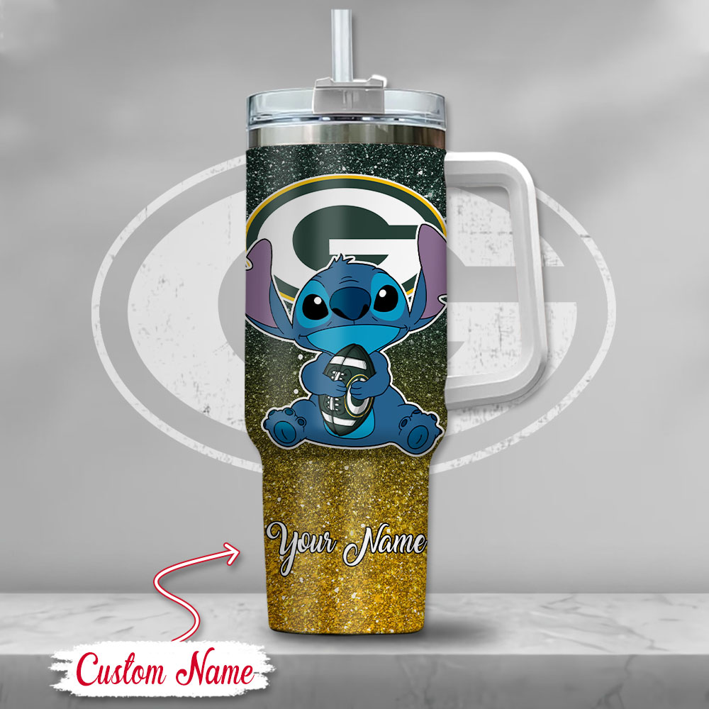 Custom Name Green Bay Football Fan Tumbler with Cute Character Design - Image 2