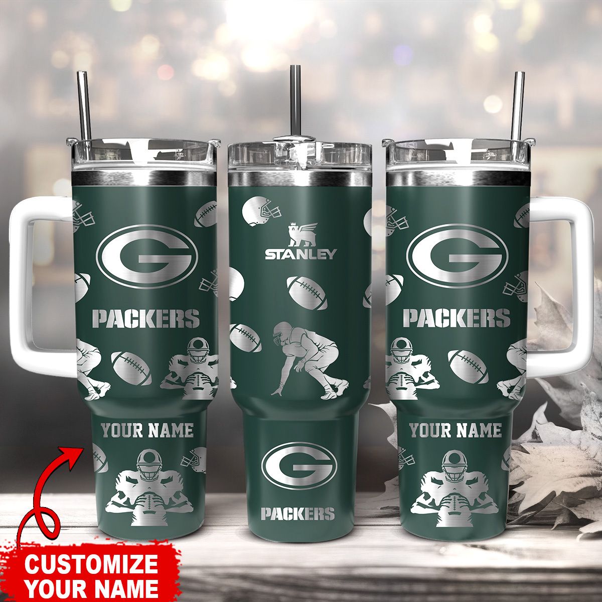 Custom Green Bay Packers Tumbler - Personalized Name, Perfect Gift for Fans