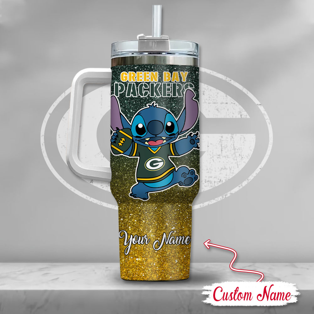 Custom Name Green Bay Football Fan Tumbler with Cute Character Design - Image 3