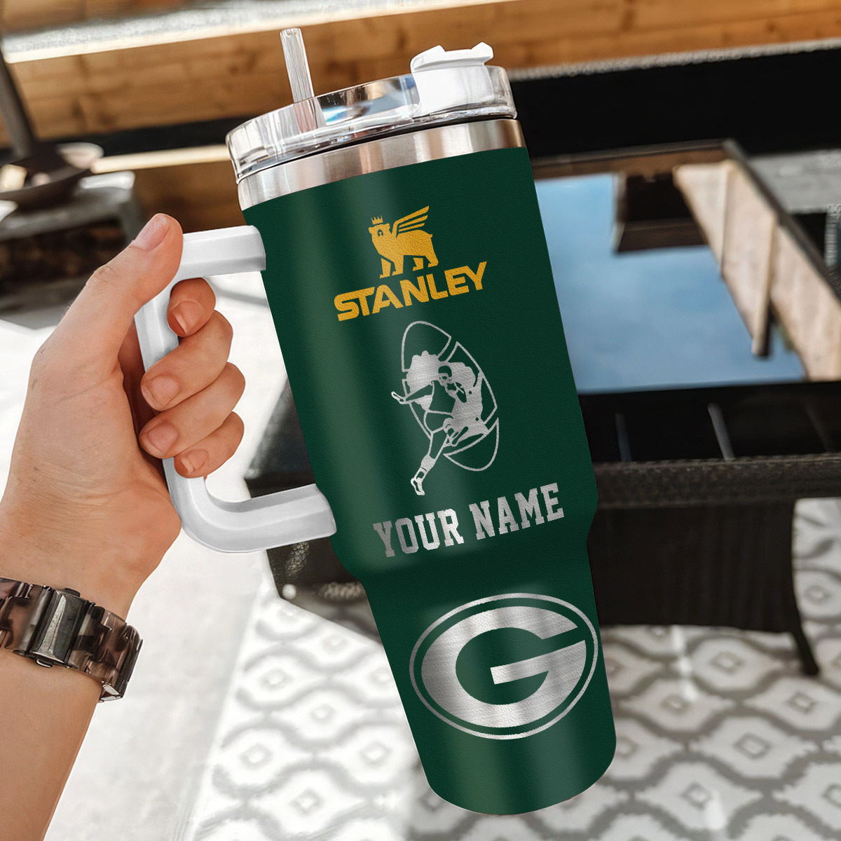 Customizable Green Bay Packers Stanley Tumbler with Handle - Personalized Gift - Image 3