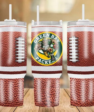 Green Bay Football Tumbler Mug with Straw - Perfect for Fans and Game Day