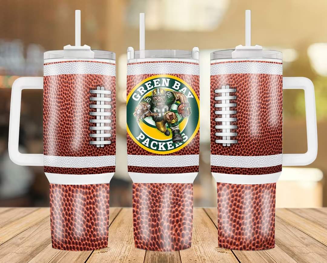 Green Bay Football Tumbler Mug with Straw - Perfect for Fans and Game Day