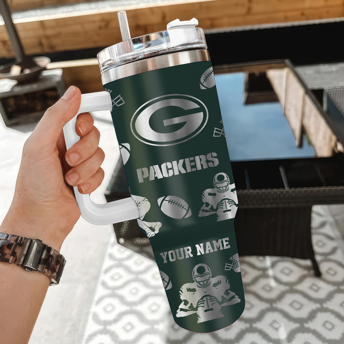 Custom Green Bay Packers Tumbler - Personalized Name, Perfect Gift for Fans - Image 2