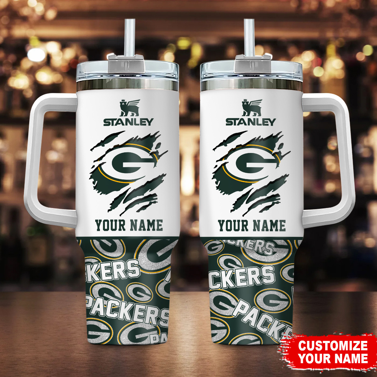 Customizable NFL Team Tumbler with Handle & Straw - Personalize Your Name