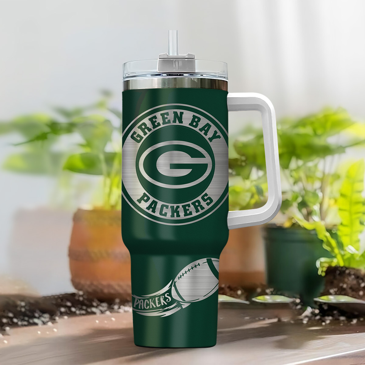 Customizable Green Bay Packers Stanley Tumbler with Handle - Personalized Gift - Image 2