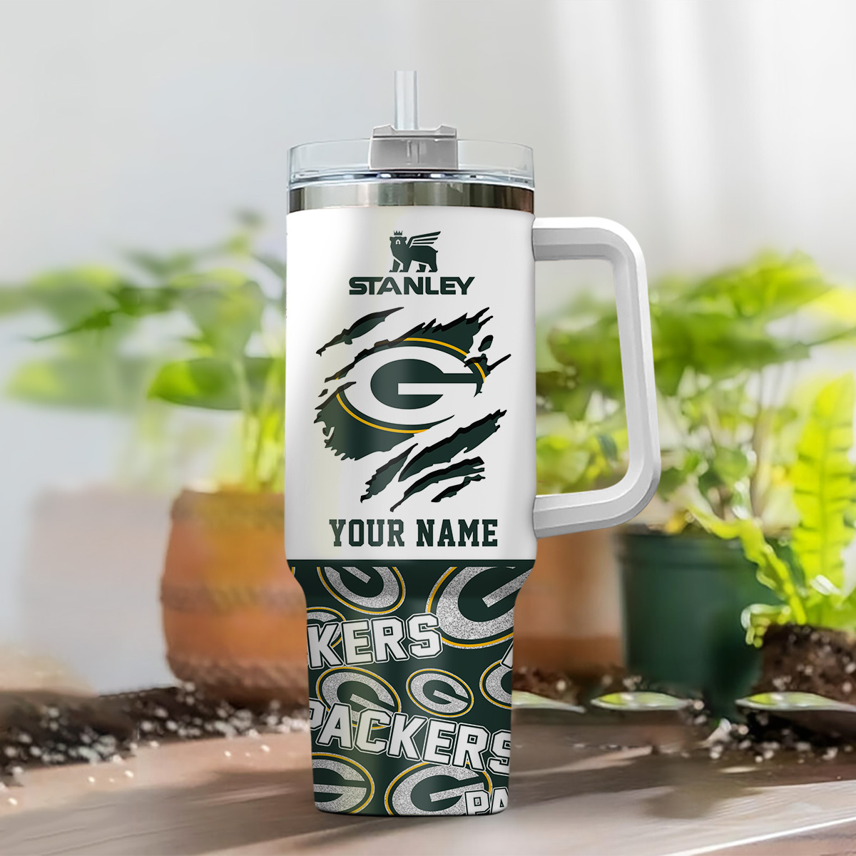 Customizable NFL Team Tumbler with Handle & Straw - Personalize Your Name - Image 2