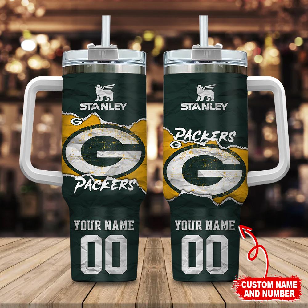 Customizable Stanley Green Bay Packers Tumbler - Personalized Name & Number