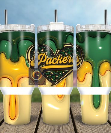 Vibrant Green & Gold Heart Tumbler with Handle and Straw - Perfect Gift
