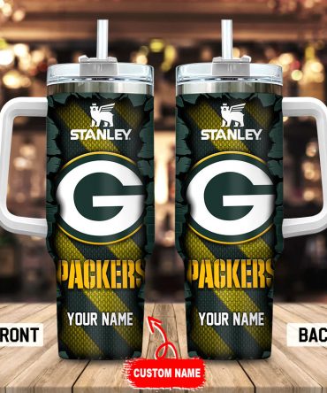 Custom Name Green Bay Packers Stanley Tumbler with Handle & Straw - Personalized Gift