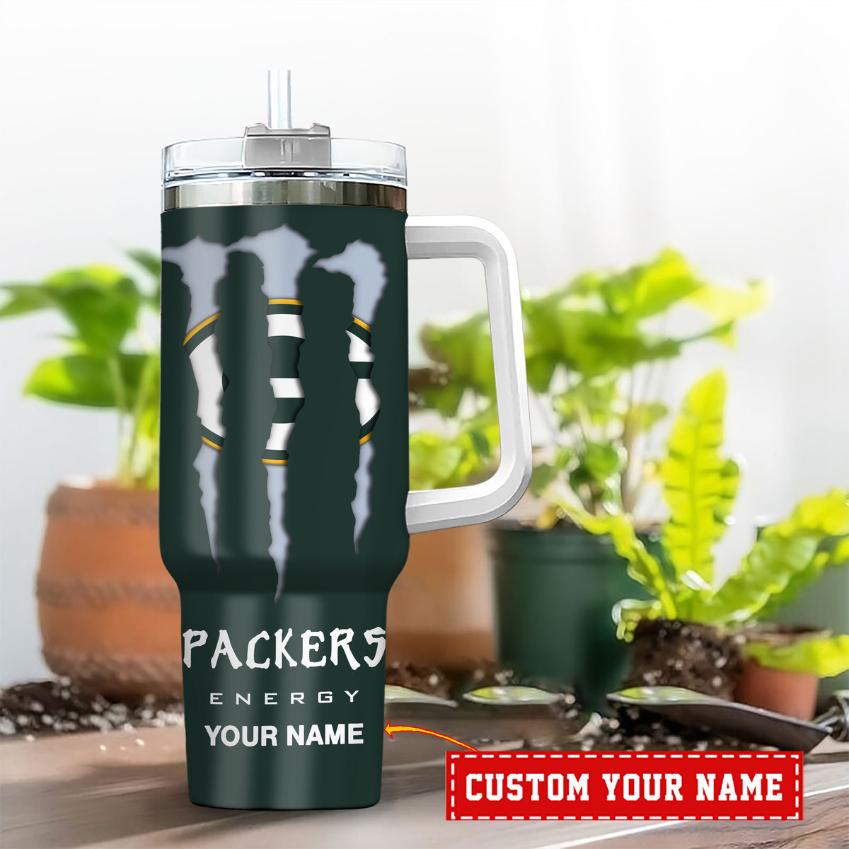 Custom Green Bay Packers Stainless Steel Tumbler - Personalize Your Name - Image 2