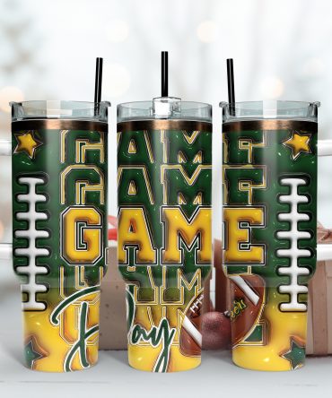 Game Day Football Tumbler with Straw - Double Wall Insulated Mug