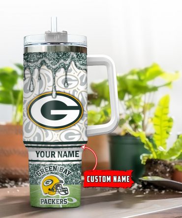 Custom Green Bay Packers Tumbler with Handle - Personalized Name Gift