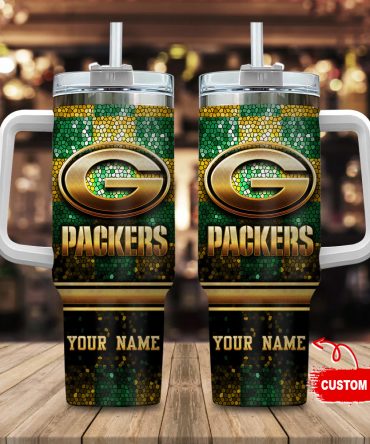 Custom Green Bay Packers Tumbler with Handle - Personalized Fan Gift