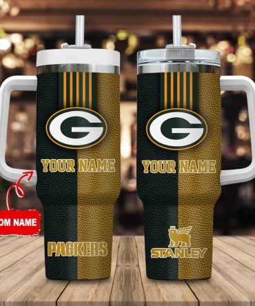 Custom Name Green Bay Packers Tumbler with Handle & Straw - Perfect Gift for Fans