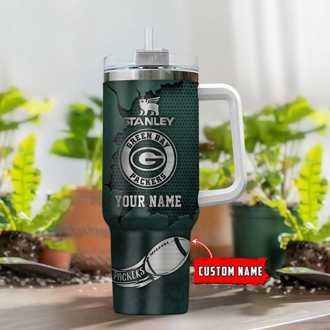 Custom Green Bay Packers Personalized Stanley Tumbler with Handle & Straw - Image 2