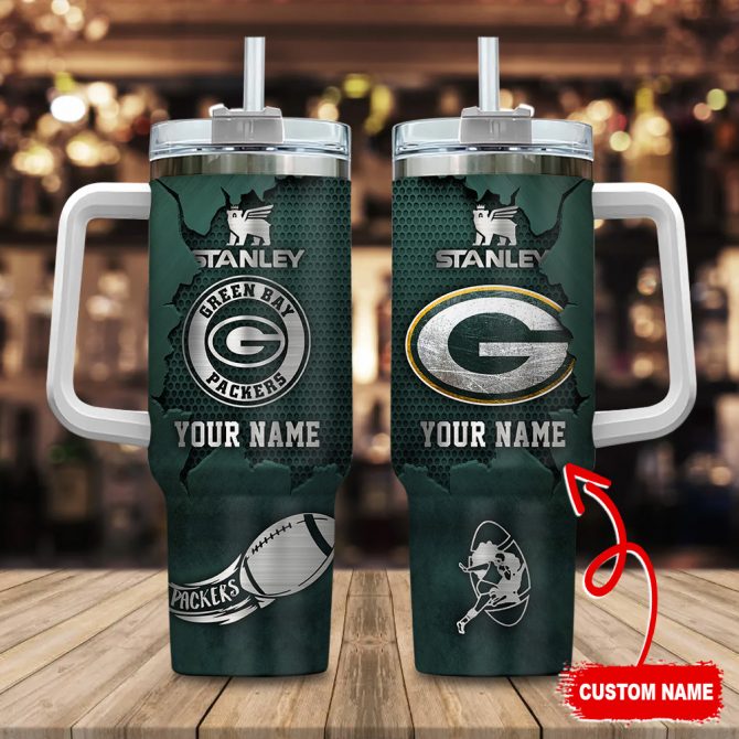 Custom Green Bay Packers Personalized Stanley Tumbler with Handle & Straw