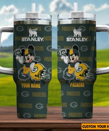 Personalized Mickey Mouse Packers Travel Mug - Custom Name Gift
