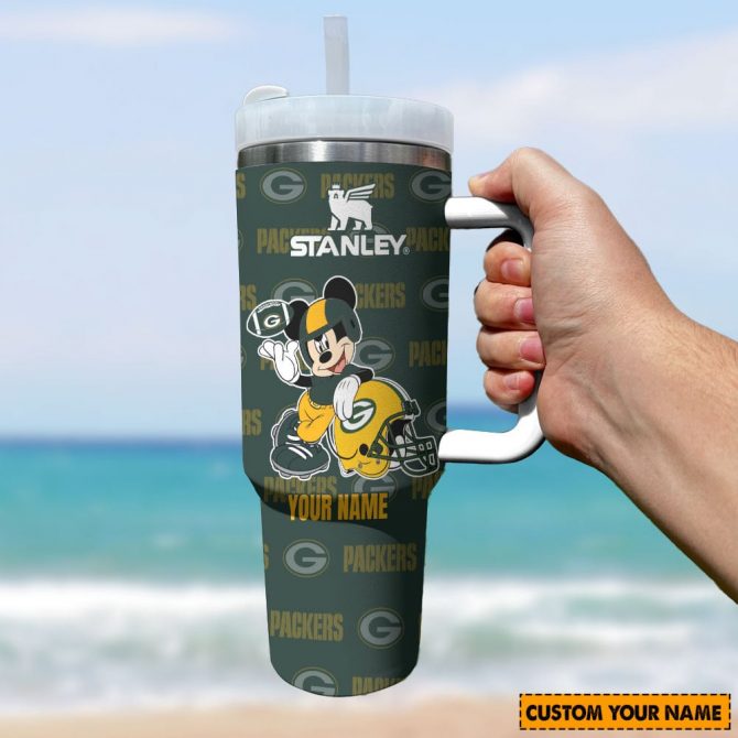 Custom Green Bay Packers Mickey Mouse Stanley Tumbler with Handle - Personalized Gift - Image 2
