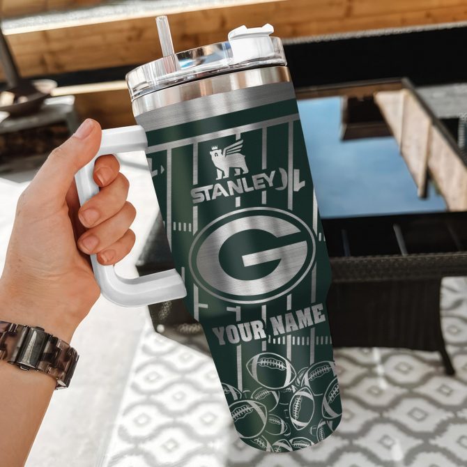 Customizable Football Team Tumbler with Handle - Personalized Name Gift - Image 3