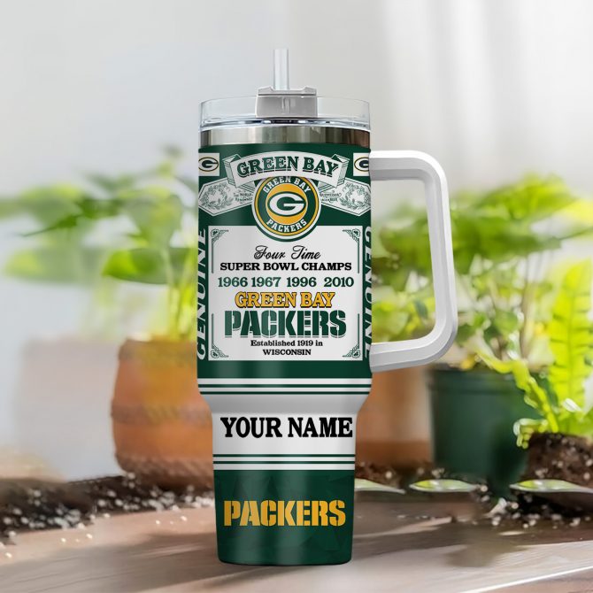 Custom Green Bay Packers Super Bowl Champs Tumbler with Handle - Image 2