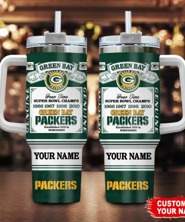 Custom Green Bay Packers Super Bowl Champs Tumbler with Handle