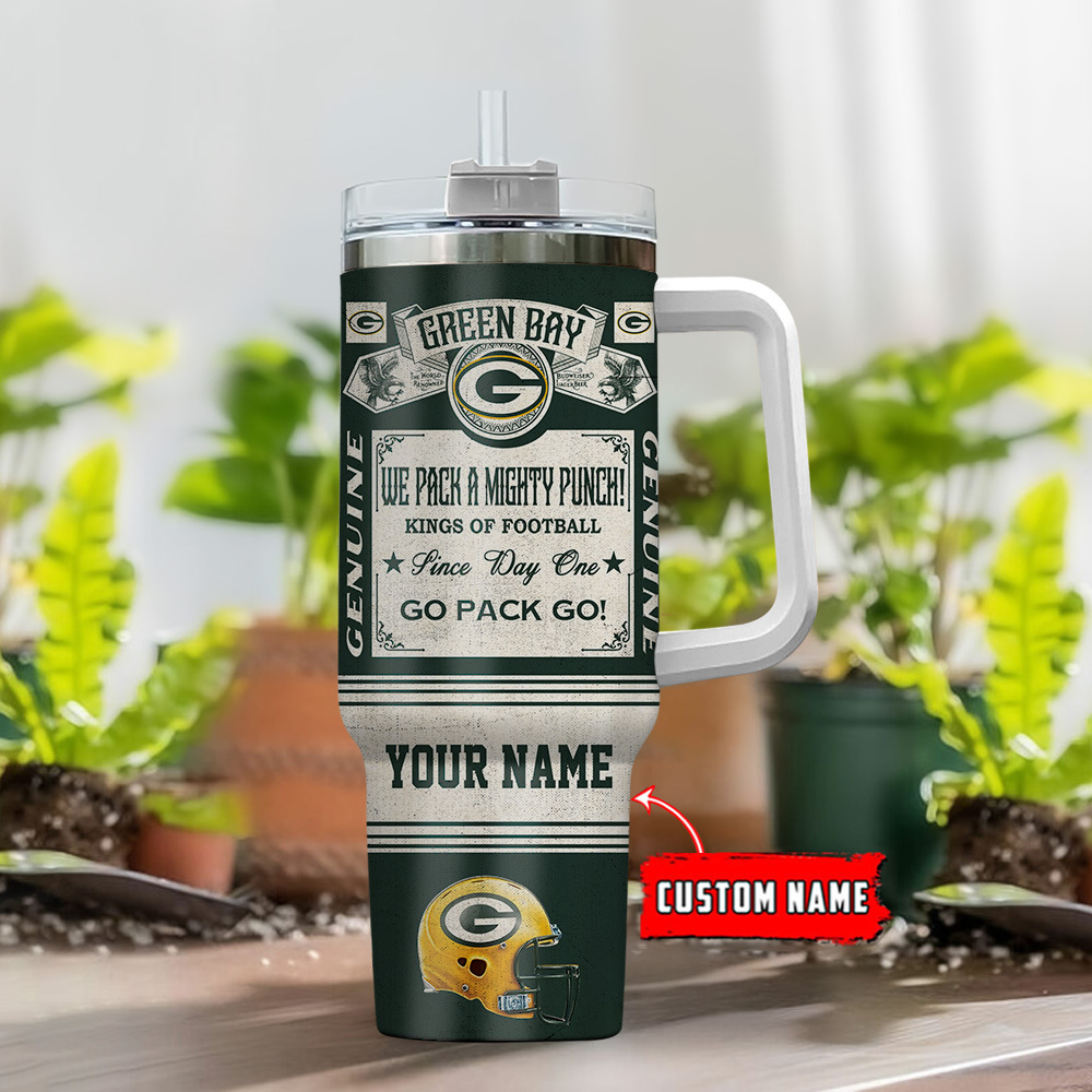Custom Green Bay Football Tumbler with Handle - Personalized Gift for Fans - Image 2