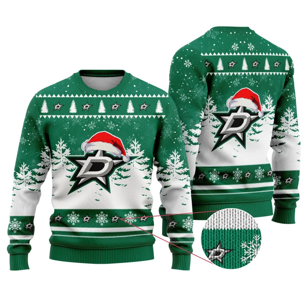NHL Dallas Stars Personalized Name Christmas Design Ugly Sweater ST2301