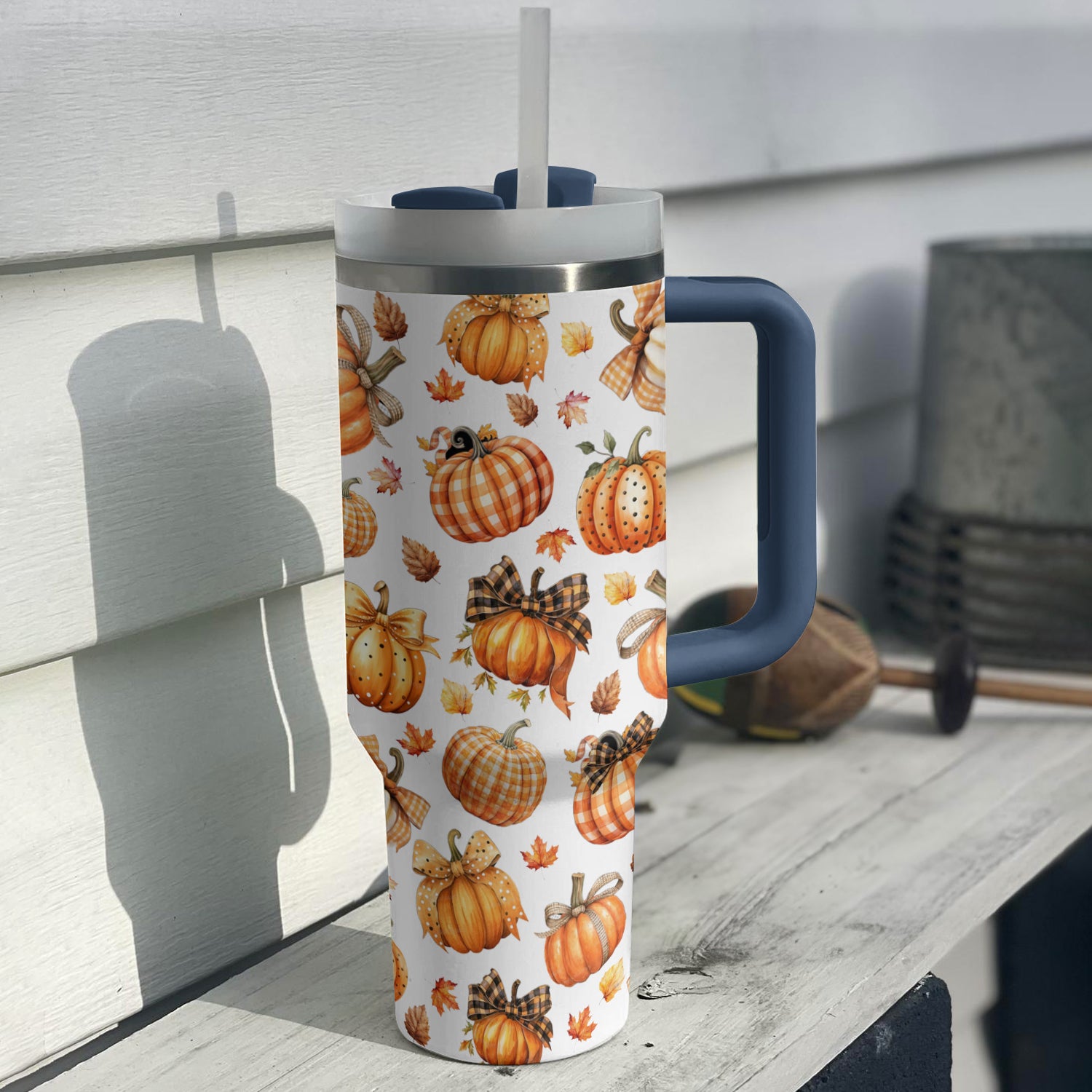 Autumn Pumpkin Tumbler with Handle - Perfect for Fall Beverages - Image 4