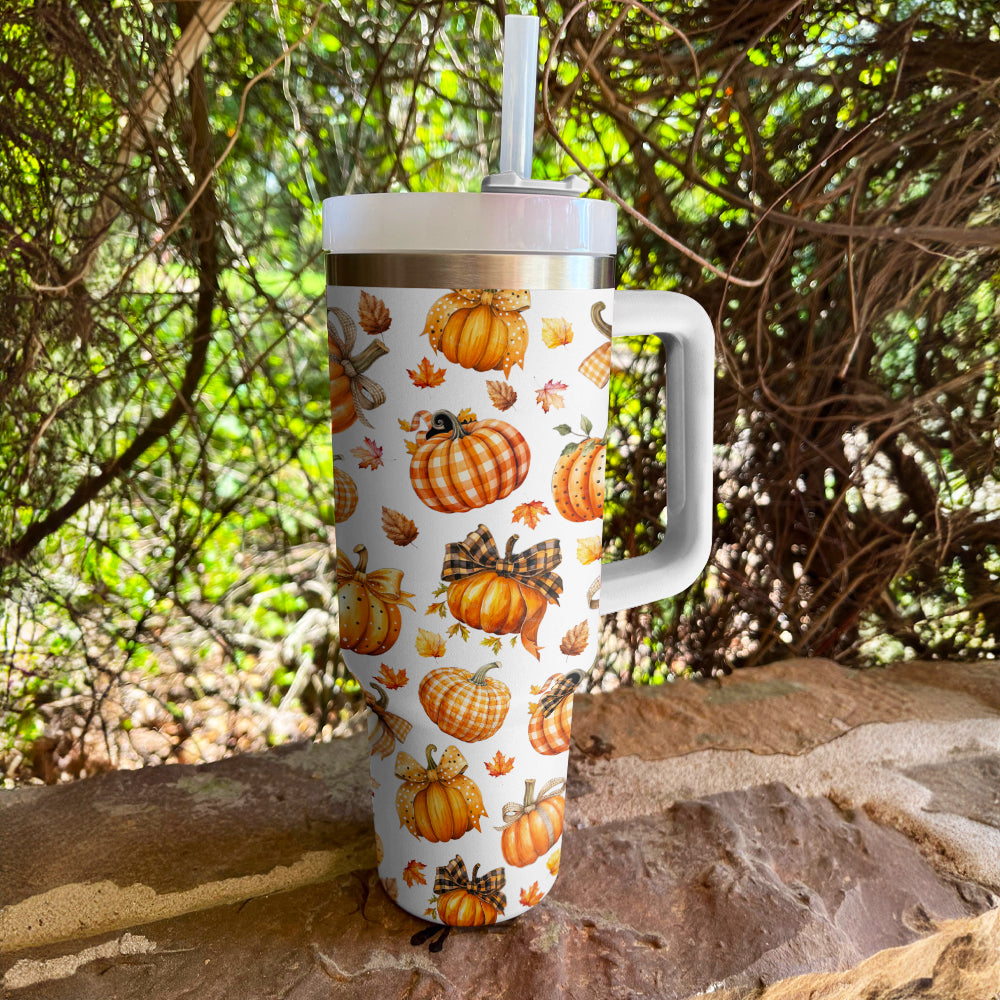 Autumn Pumpkin Tumbler with Handle - Perfect for Fall Beverages - Image 3