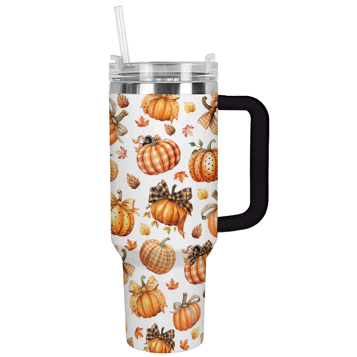 Autumn Pumpkin Tumbler with Handle - Perfect for Fall Beverages